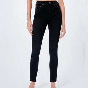 Re/Done 1893whrac High Rise Ankle Crop Jeans in Black